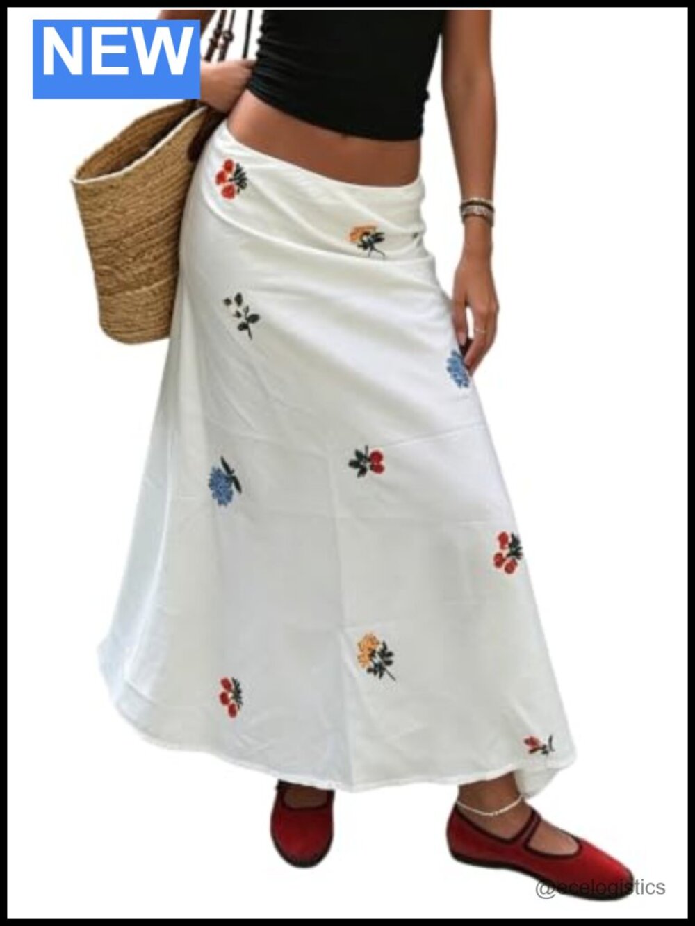 Women's Floral A-Line Maxi Skirt Low Rise Sleeveless Pull On Polyester